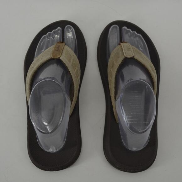 Reef Womens Sz 7 Leather Flip Flop Thong Sandals Tan Classic - Picture 11 of 14